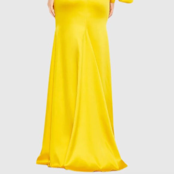 MAC DUGGAL 26712 ONE SHOULDER BISHOP SLEEVE SATIN SUNSET GOWN sz 4 - Picture 5 of 5